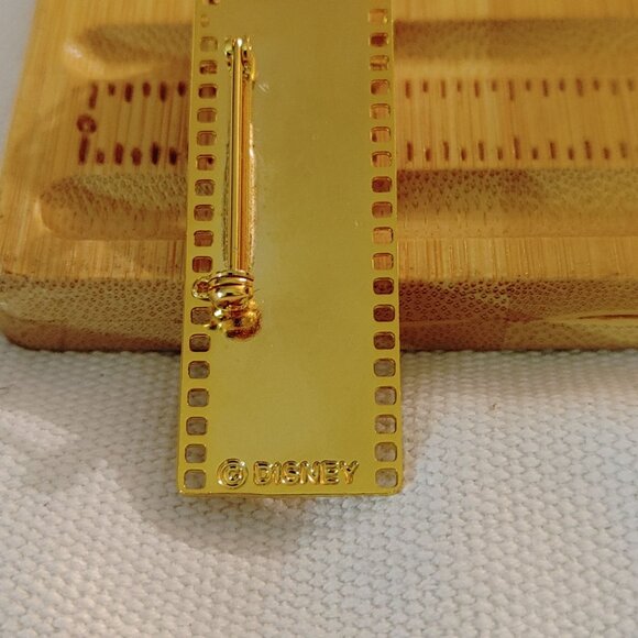 Disney Brooch Gold Tone Mickey Mouse Film Strip Reel Lapel Pin 1980 Vintage - Picture 3 of 8